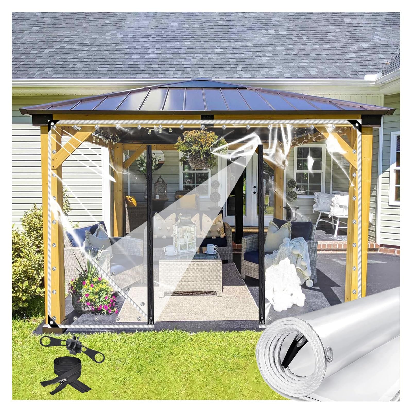 Amazon.com : Waterproof PVC Clear Plastic Tarp with Zipper Door